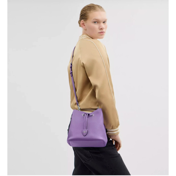 Coach Rowan Bucket Bag Shoulder/Crossbody In Leather & Canvas Iris CBH06 NWT - Picture 6 of 12